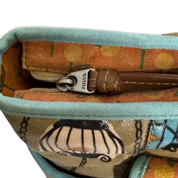 Fossil Tote Shoulder Bag Large Canvas Key Per Bird Cage - Picture 2 of 15
